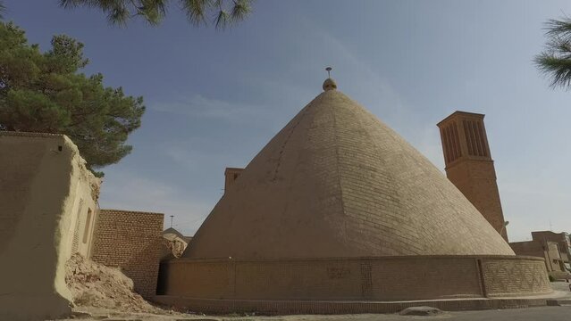 Wind towers used as cooling for water reservoir Nain Iran