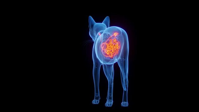 Animation of a cat's digestive system