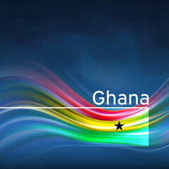 Ghana flag background. Abstract ghana flag in the blue sky. National holiday card design. Business brochure design. State banner, ghana poster, patriotic cover, flyer. Vector illustration - obrazy, fototapety, plakaty
