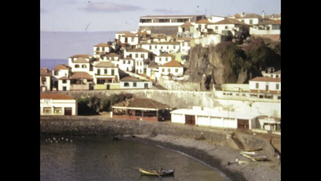 Portugal 1966, Charming Madeira Village: Serene 1960s Landscape