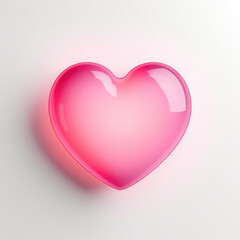 A pink heart shaped object on a white surface. Happy Valentine's day.