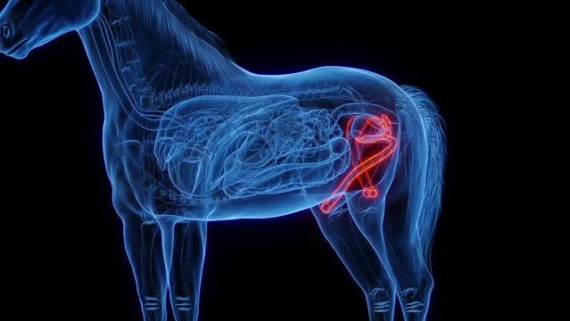 Animation of the male genitals of a male horse