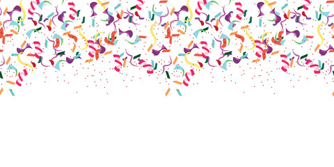 Modern seamless pattern with confettis on top. For backgrounds, walls, textile, paper, packages. .
