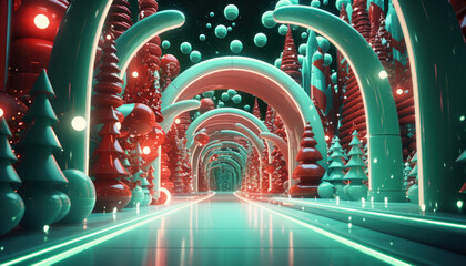 Christmas and New Year Background, Render style, Holiday, Concept background for greeting card.