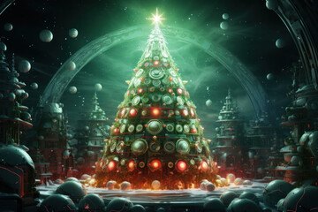 Christmas and New Year Background, Render style, Holiday, Concept background for greeting card.