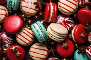Foto op Canvas Christmas french macarons cookies  © kramynina