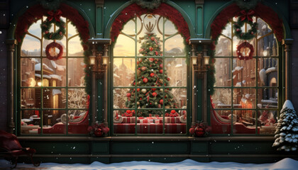 Christmas and New Year Background, Render style, Holiday, Concept background for greeting card.