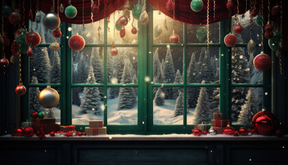 Christmas and New Year Background, Render style, Holiday, Concept background for greeting card.