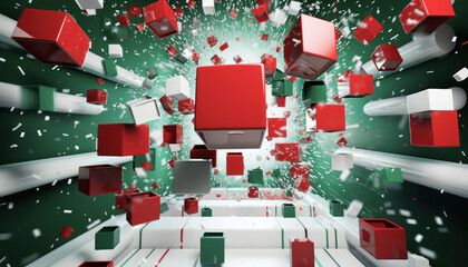 Christmas and New Year Background, Render style, Holiday, Concept background for greeting card.
