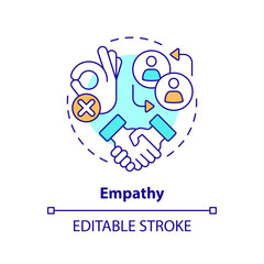 Empathy multi color concept icon. Customer understanding. Building rapport. Emotional intelligence. Sales success. Round shape line illustration. Abstract idea. Graphic design. Easy to use
