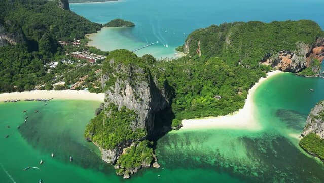 Railay beach, Thailand. Paradise in Krabi Thailand, aerial view