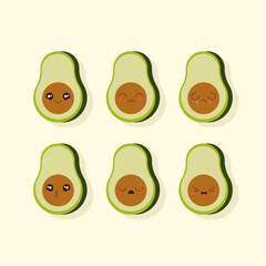 vector emojis of avocado