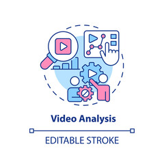 Video analysis multi color concept icon. Learn from others. Business insight. Performance evaluation. Coaching session. Round shape line illustration. Abstract idea. Graphic design. Easy to use