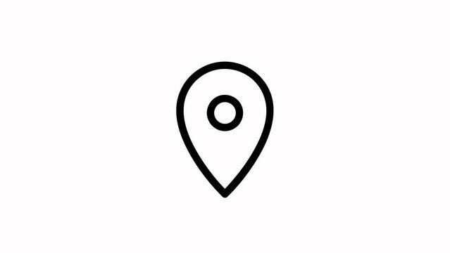 GPS location pointer animated icon. 4K white on white background.