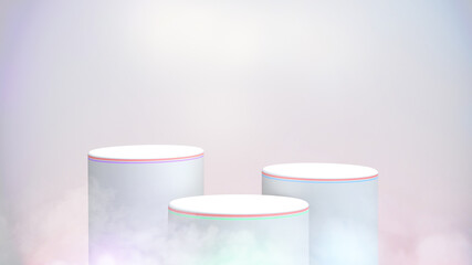 3D white pastel cylinder podium for product presentation display