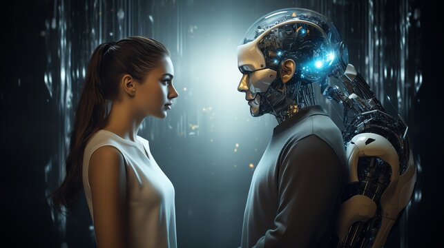 portrait of a woman and humanoid