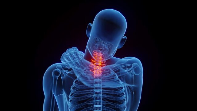 Animation of a man having neck pain