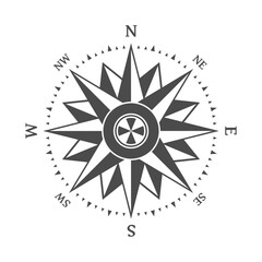 Wind rose icon. Compass sign isolated on white background. Marine or Nautical compass. Vector eps 10.