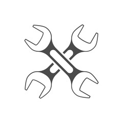 Crossed wrenches - black vector icon. Vector eps 10.