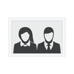 Blank photo frame with shadow effects isolated on white background. Vintage photos with simple man and woman image. Rectangular shape. Vector illustration in realistic style. EPS 10.