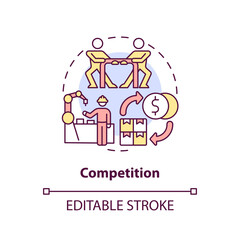2D editable competition thin line icon concept, isolated vector, multicolor illustration representing overproduction.