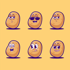 vector cartoon emojis of potato