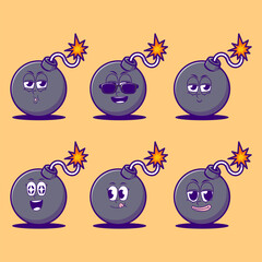 vector cartoon emojis of bomb