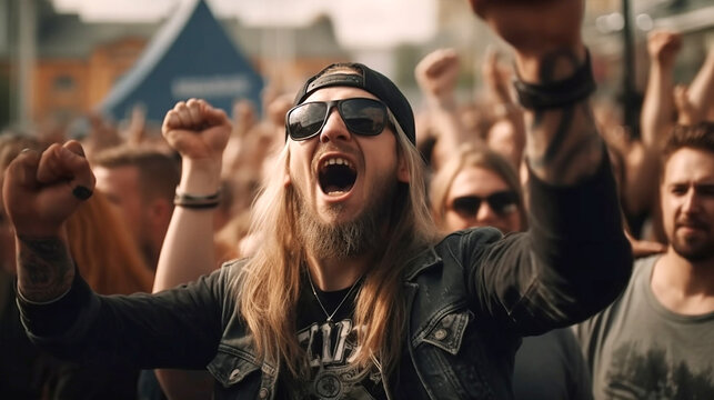 rock or heavy metal fan at festival