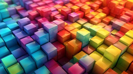 Fototapeta na wymiar Rainbow Cubes. Modern Graphic Illustration. AI Generative