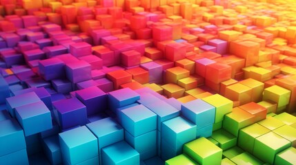 Fototapeta na wymiar Rainbow Cubes. Modern Graphic Illustration. AI Generative