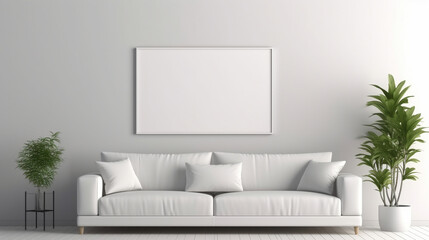 Modern Interior With Empty Picture Frame on Wall