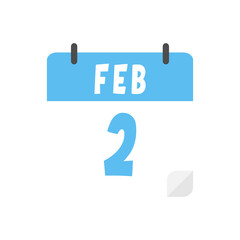 February 2nd calendar icon on transparent background