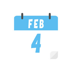 February 4th calendar icon on transparent background
