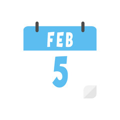 February 5th calendar icon on transparent background