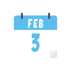 February 3rd calendar icon on transparent background