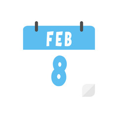February 8th calendar icon on transparent background