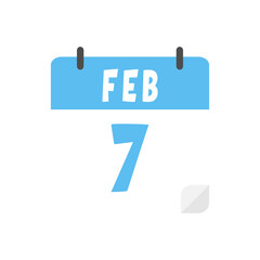 February 7th calendar icon on transparent background