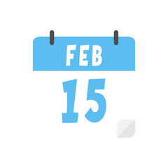February 15th calendar icon on transparent background