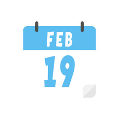 February 19th calendar icon on transparent background