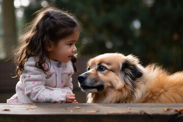 little girl and corgi dog photo 