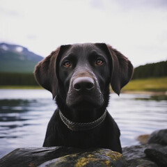 black labrador retriever in water