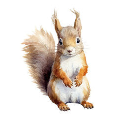 squirrel in watercolor style illustration, generative AI