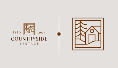 Countryside Barn Logo Template. Universal creative premium symbol. Vector illustration. Creative Minimal design template. Symbol for Corporate Business Identity
