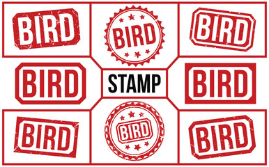 Bird rubber stamp vector illustration on white background. Bird rubber stamp set.