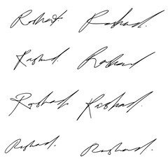 Personal Signature Ideas For Documents. Transparent Background Vector Set.