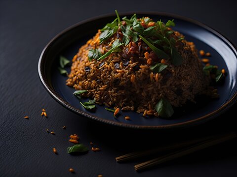 Nasi goreng a Southeast Asian fried rice dish generated by AI