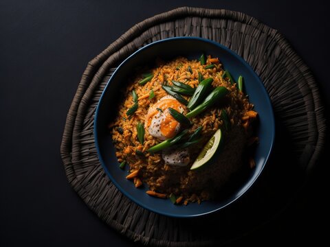 Nasi goreng a Southeast Asian fried rice dish generated by AI