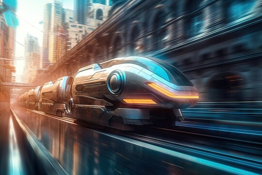 futuristic cinematic train, the future of the transportation, cinematic motion image