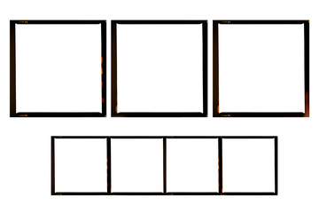 Retro photo movie film strip, vintage filmstrip on transparent background with minimal light leak, optimised for social media in square format