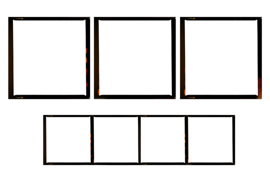 Retro photo movie film strip, vintage filmstrip on transparent background with minimal light leak, optimised for social media in square format